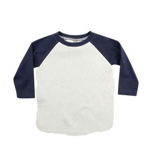 Larkwood Childrens/Kids Long-Sleeved Baseball T-Shirt / White/Navy